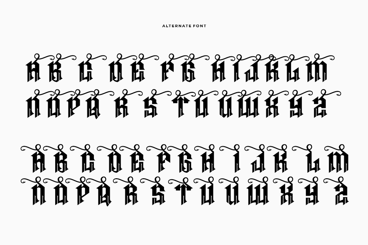 Megas Blemor - Tattoo Font, a Blackletter Font by Iqsiart Studio (Photo 8 of 10)