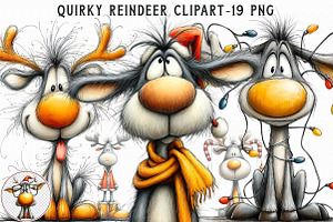 Quirky Reindeer Clipart, an Illustration by Libby Wishes