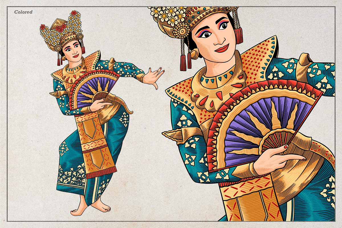 Balinese Dancer Vector Art, a Person Illustration by Kusumaillustration (Photo 3 of 6)