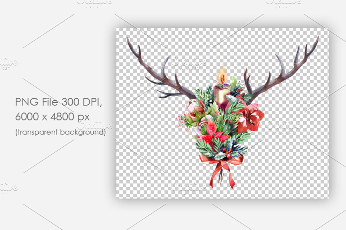 Christmas Decorative  Bouquet, an Animal Illustration by Marina Grau (Photo 2 of 2)