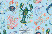 Coastal seafood pattern, a Pattern Graphic by Pink Studio Art (Thumbnail 1 of 4)