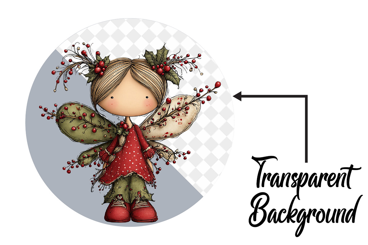 Whimsical Christmas Fairy Clipart, an Illustration by Pixels.Craft (Photo 2 of 6)