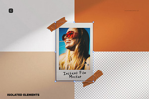 Instant Photo Mockup Tape On Wall