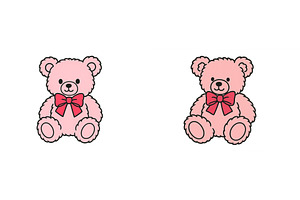 Cute pink teddy bears with bows, an Animal Photo by ZinetroN