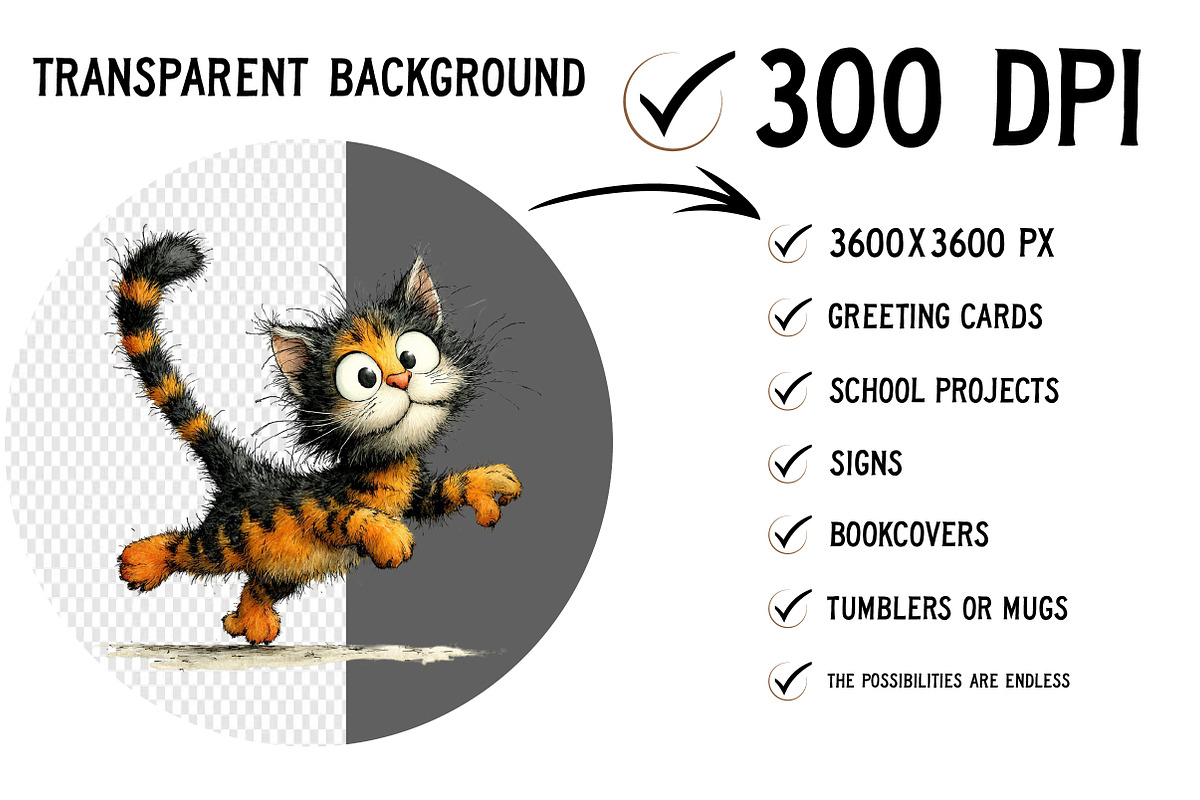 Whimsical Funny Cat PNG Bundle, a Seasonal Illustration by Craft Nest (Photo 2 of 6)