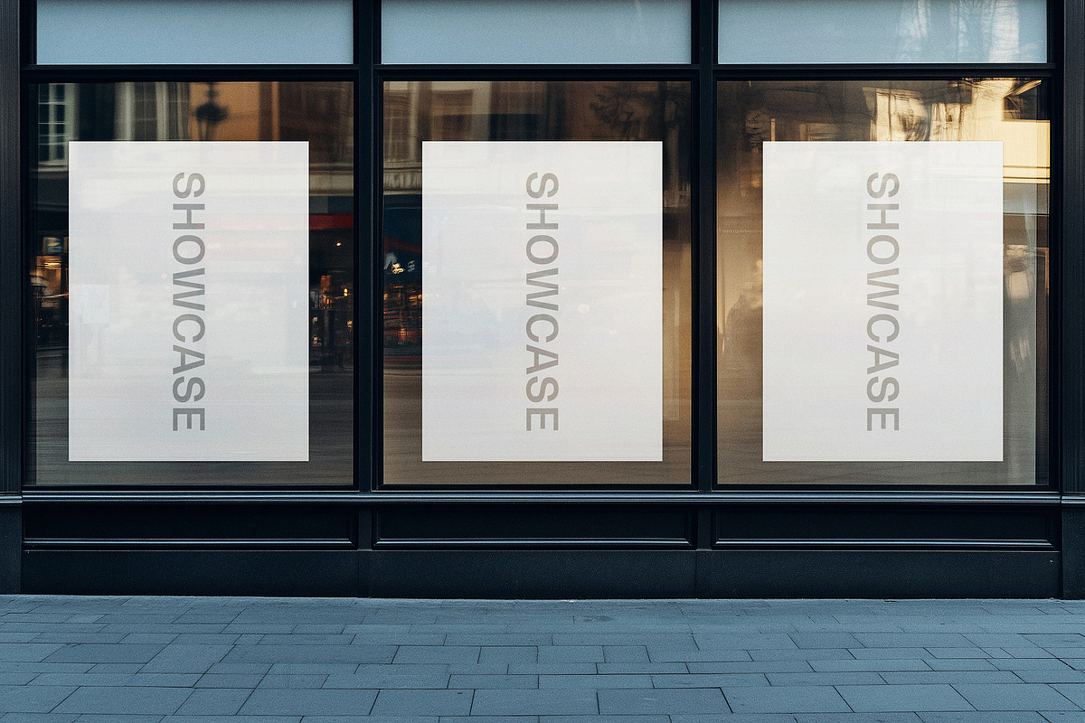 3 Window Posters Mockup, an Advertising Mockup by Design Squad (Photo 3 of 3)