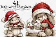 Whimsical Christmas Bunny Clipart, a Seasonal Illustration by Canvas Craft (Thumbnail 1 of 10)