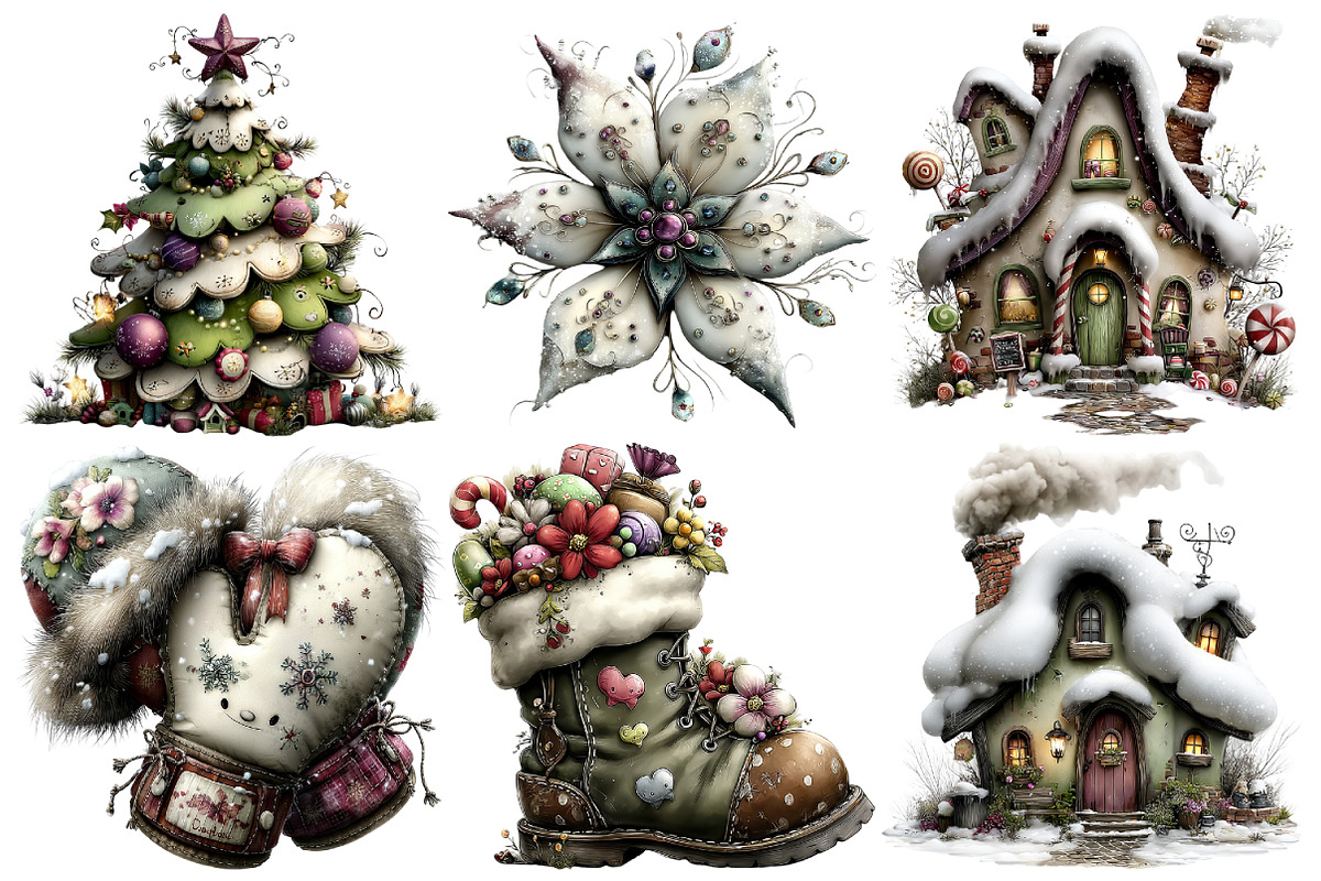 Whimsical Christmas Clipart, an Illustration by Pixels.Craft (Photo 5 of 6)