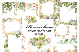 Watercolor Floral Frames Clipart