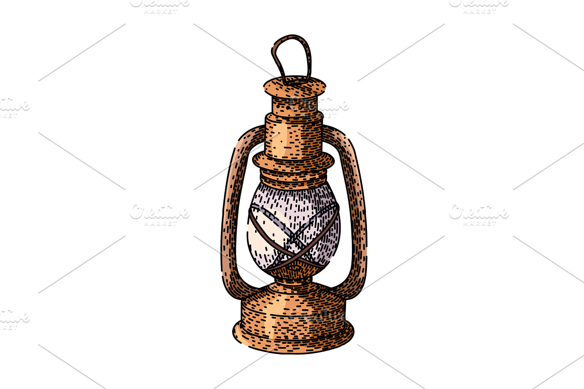 glass oil lamp sketch hand drawn, an Object Illustration by pikepicture