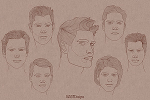 Male Faces Stamps For Procreate