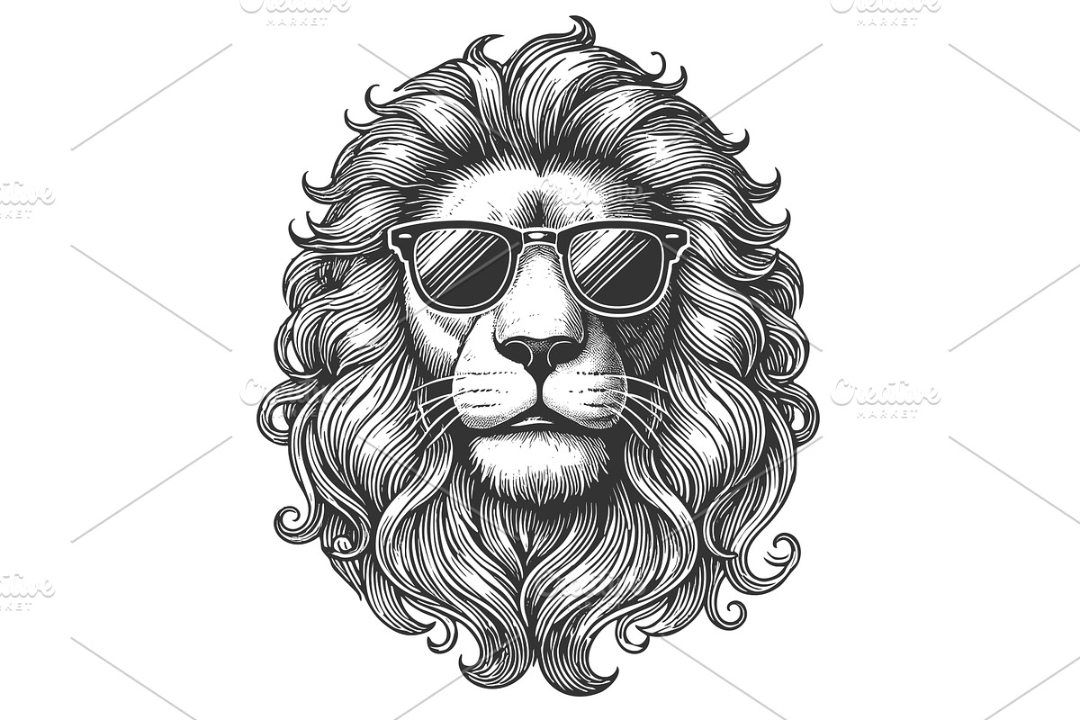 Cool Lion Wearing Sunglasses vector, an Animal Illustration by AlexArt