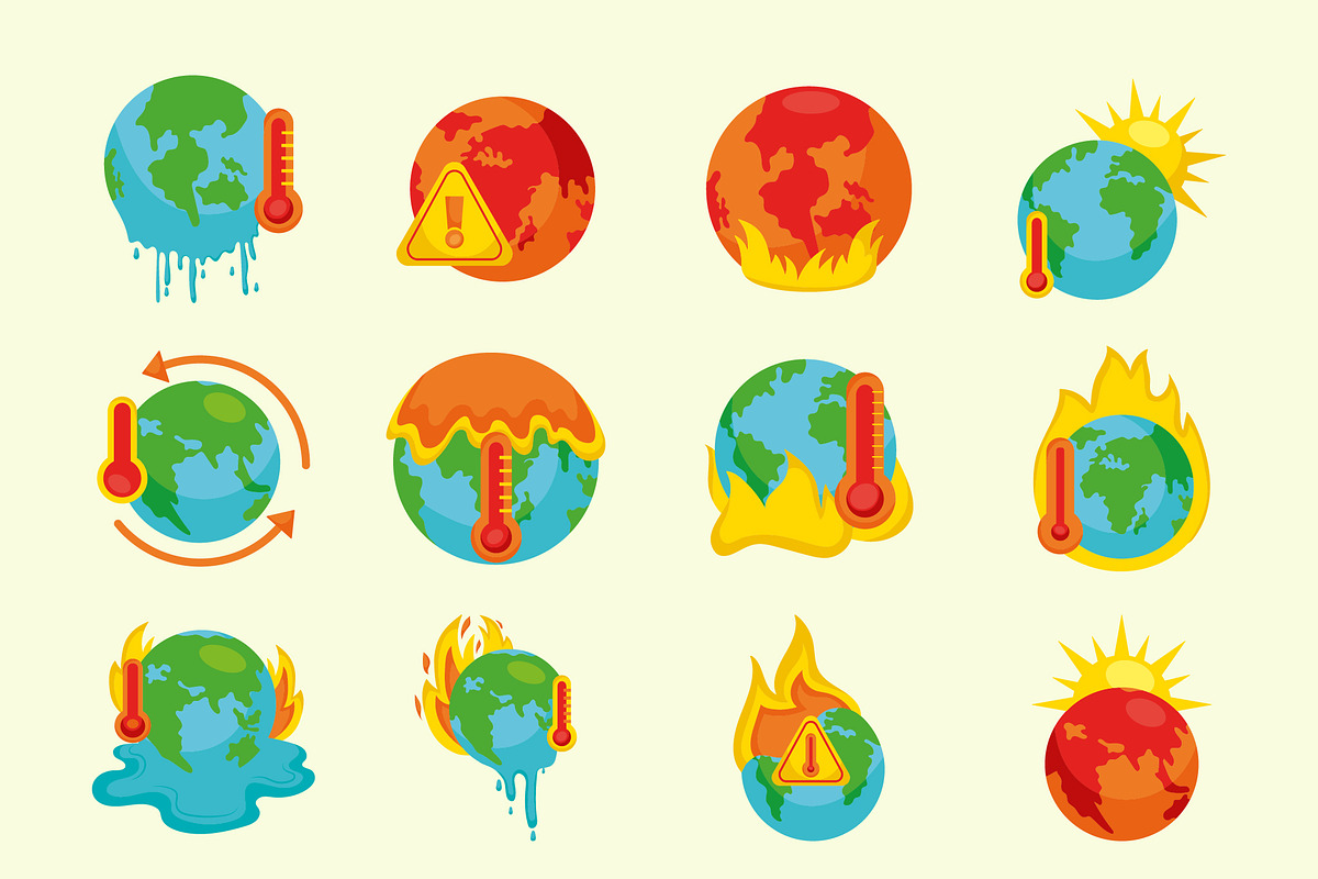Global Warming Illustration Set
