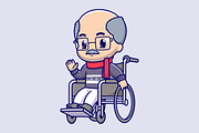 Cute Grandfather Sit On Wheelchair, a Person Illustration by Catalyst Labs (Thumbnail 2 of 3)