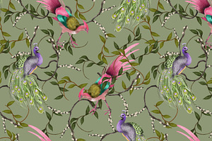 Pheasant, Exotic Birds Pattern