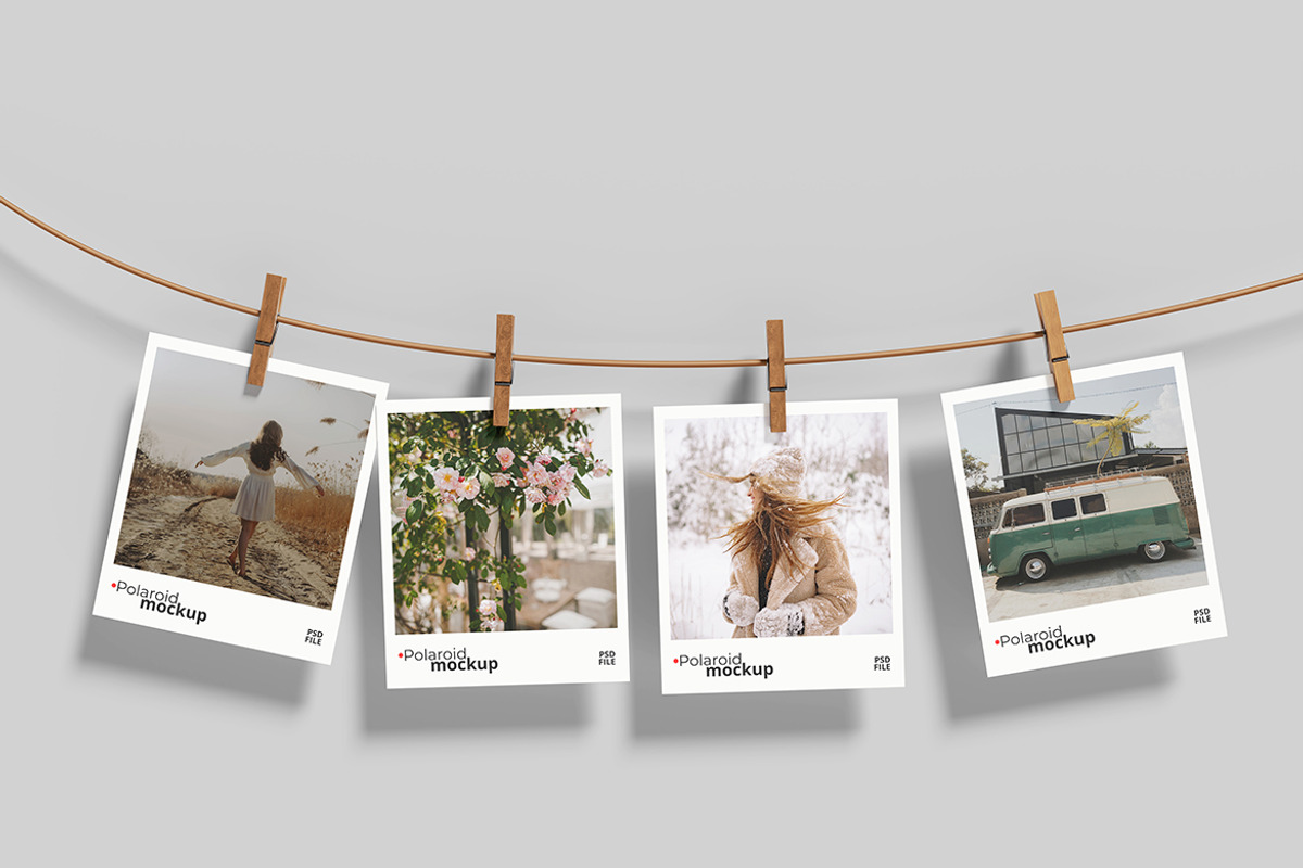 Hanging Polaroid Set Mockup, a Product Mockup by bimockup (Photo 6 of 6)