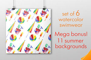 Watercolor Summer swimsuit set.