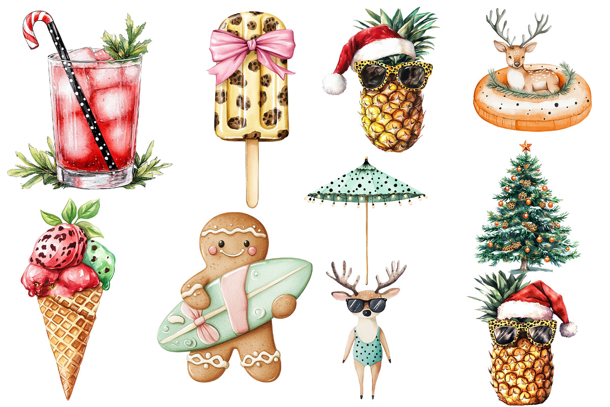 Hand-Drawn Christmas in July Clipart, an Illustration by Designworld (Photo 6 of 6)