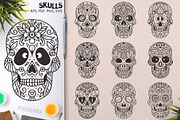 100 Decorative Vector Skulls, a Decorative Illustration by pixaroma (Thumbnail 5 of 37)
