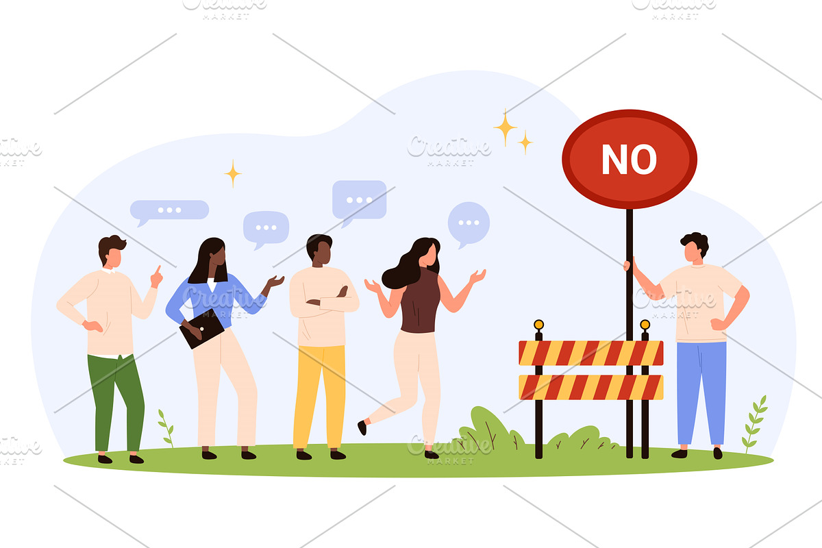 People Setting Boundaries and Saying, a Person Illustration by Flashvector