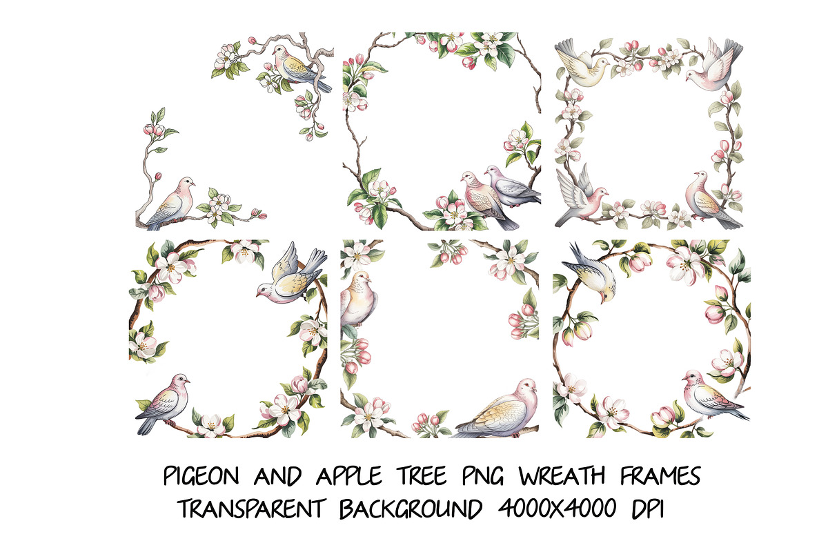 Doves of blossoming apple frames, a Background Graphic by SketchArtStudio (Photo 1 of 3)