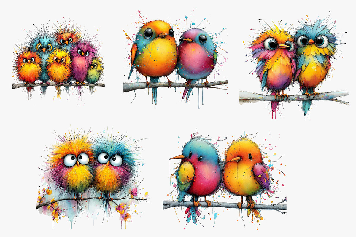 Quirky Birds on a Branch, an Illustration by CreationArt (Photo 3 of 5)