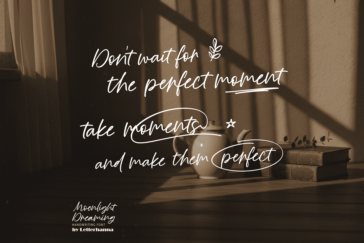 Moonlight Dreaming Handwritten, a Handwritten Font by Letterhanna Studio (Photo 7 of 11)