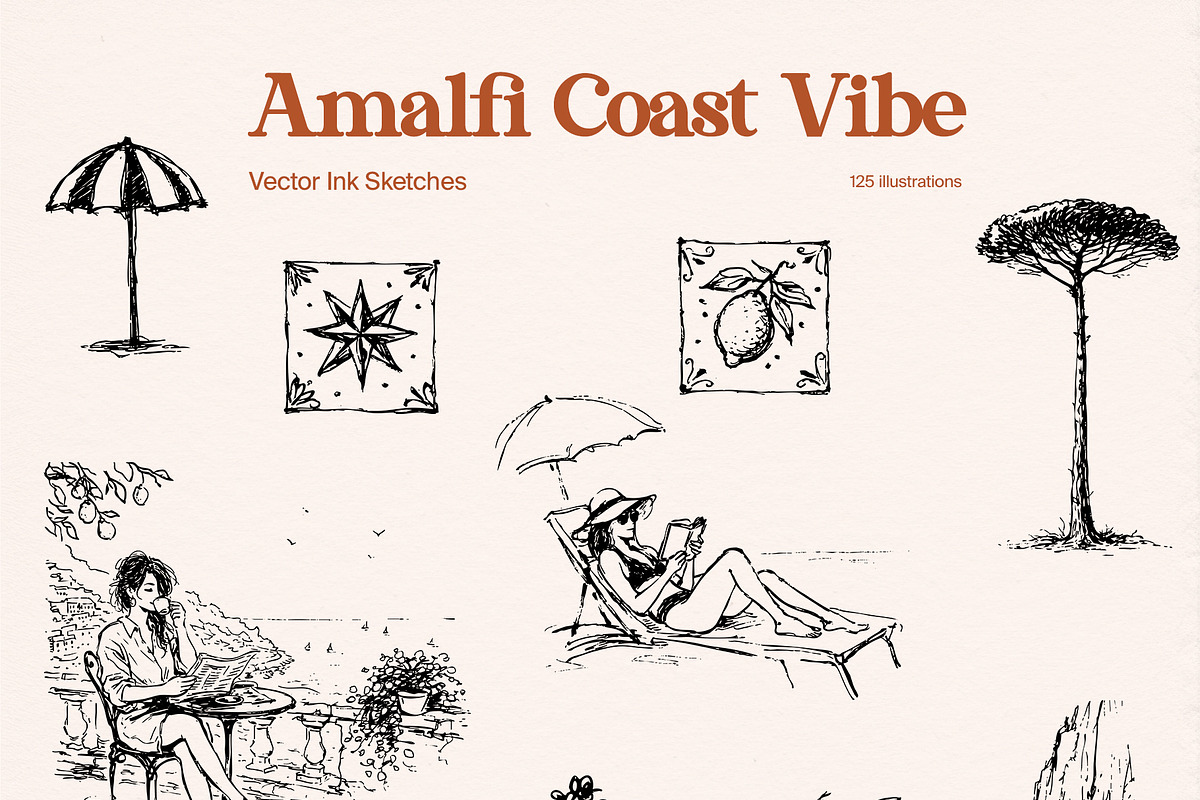 Amalfi Vibe: Vector Ink Sketches, an Object Graphic by divanovskaya_nv (Photo 17 of 20)