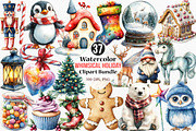 Watercolor Whimsical Holiday Clipart, an Illustration by Canvas Craft (Thumbnail 1 of 7)