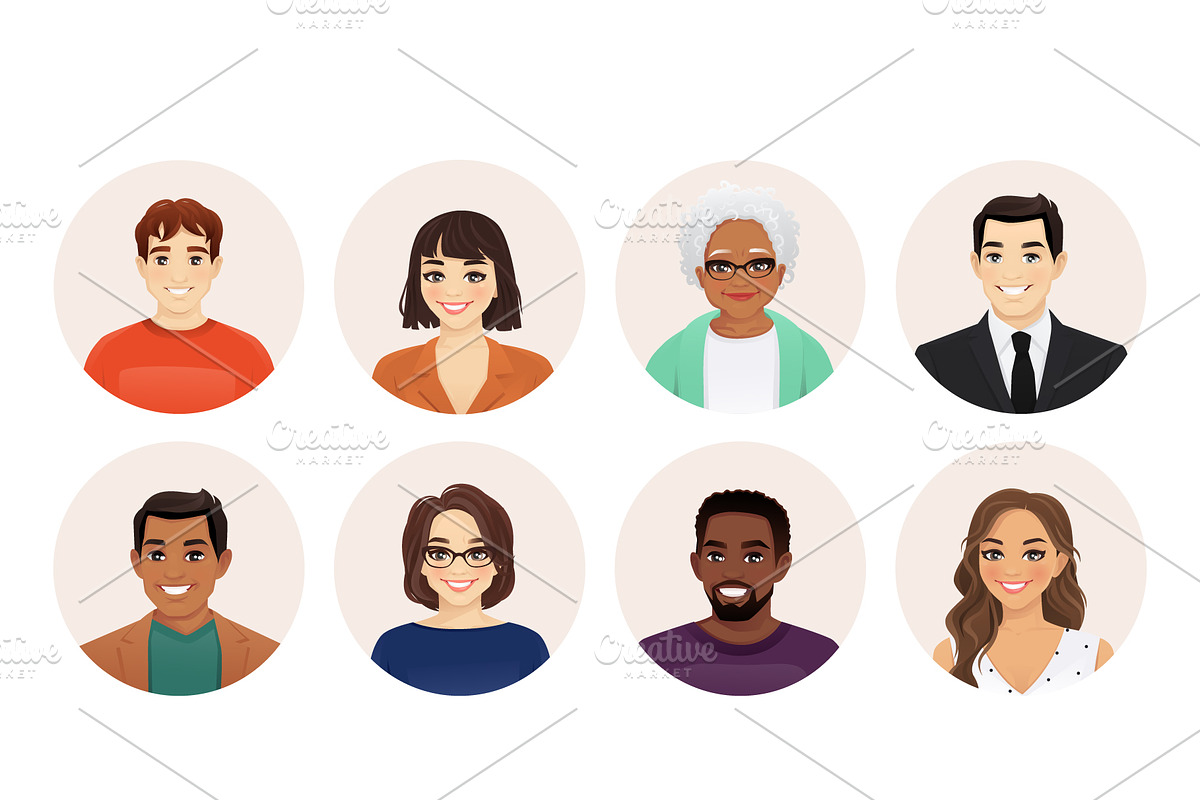 Smiling people avatar collection, a Person Illustration by Volha Hlinskaya (Photo 3 of 5)