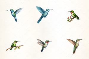 Beautiful Hummingbird Clipart, an Illustration by CrexoraLab