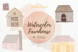Watercolor Countryside House clipart, an Illustration by RimzStudio