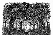 50 Mystical Galaxy Forest Silhouette, a Technology Illustration by Amazin_art (Thumbnail 21 of 26)