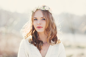 girl with floral wreath on her head