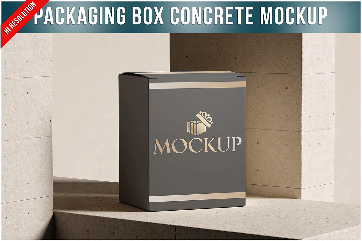 Packaging Box Concrete Scene PSD, a Product Mockup by Bruno's Shop (Photo 1 of 3)