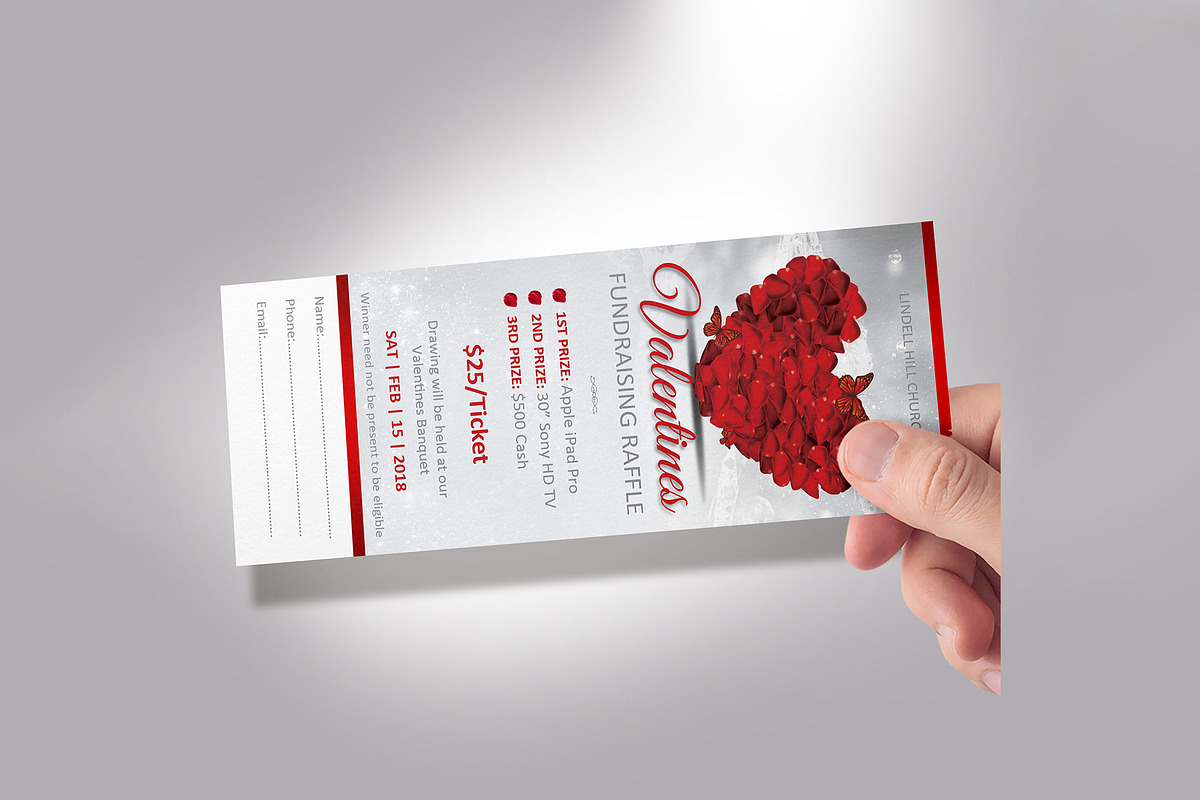 Petals Valentines Raffle Ticket Word