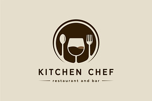 glass fork and spoon logo vintage, a Branding & Logo Template by zyxroun shop