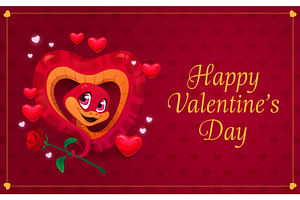 Valentine Day greeting card, snake, an Illustration by Buch&Bee
