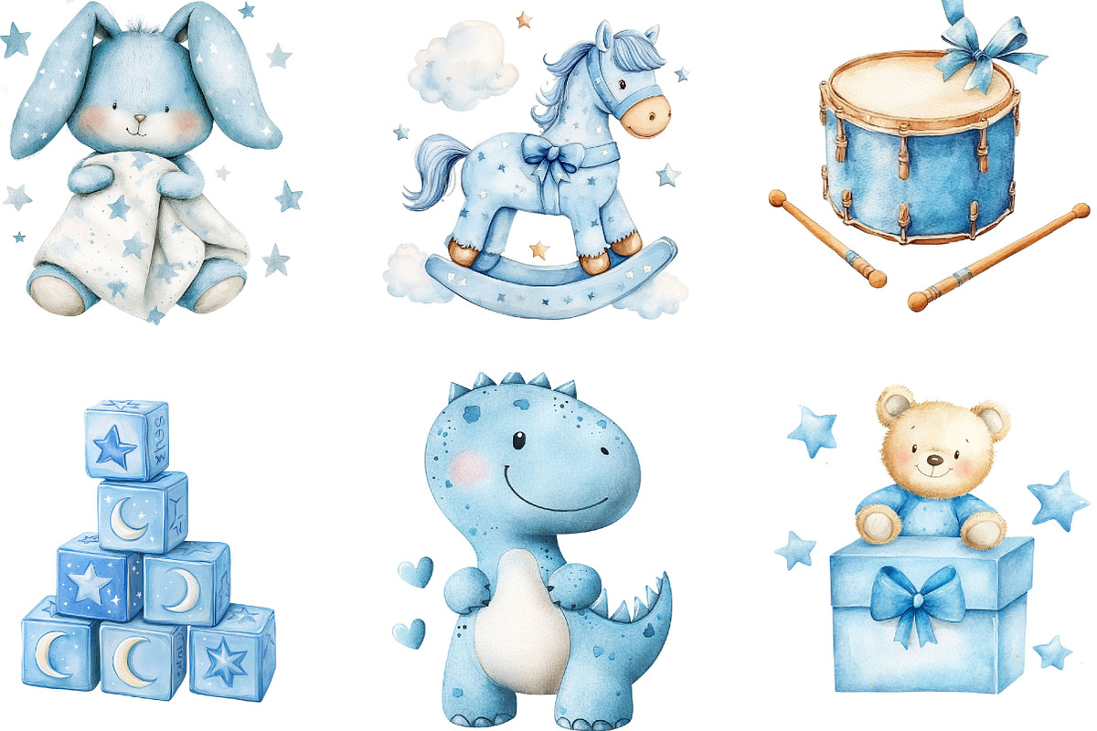 Baby Boy Blue Toys Clipart, a Seasonal Illustration by Designking (Photo 5 of 5)