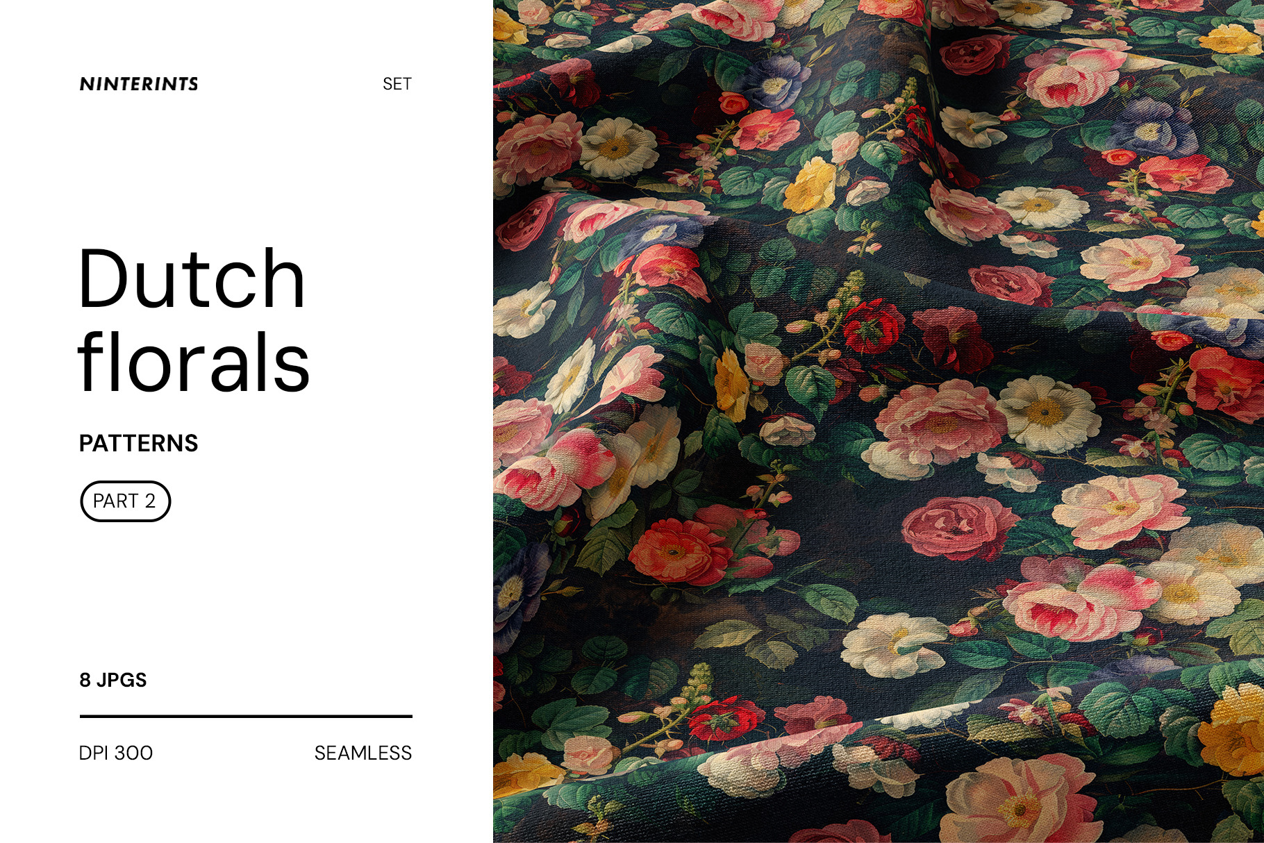 Dutch Floral Patterns - part 2, a Pattern Graphic by Ninterints