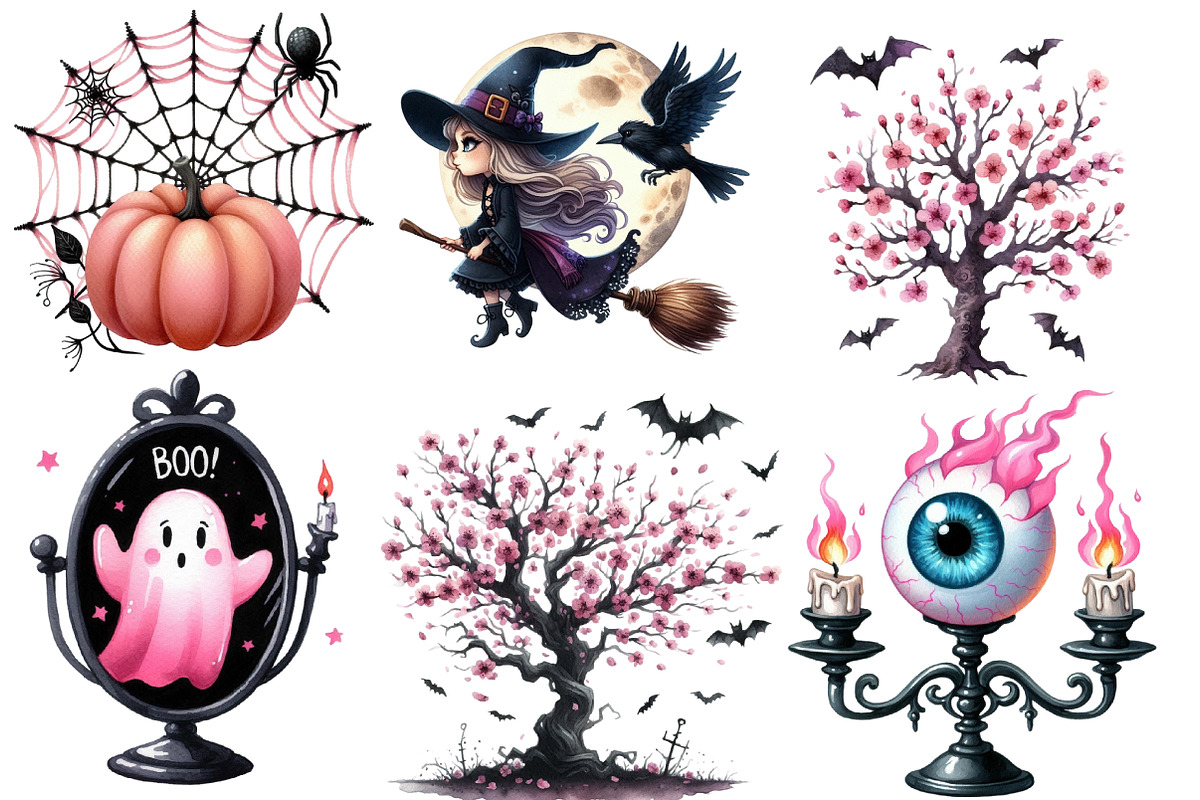 Pastel Goth Halloween clipart, an Illustration by Designworld (Photo 3 of 6)