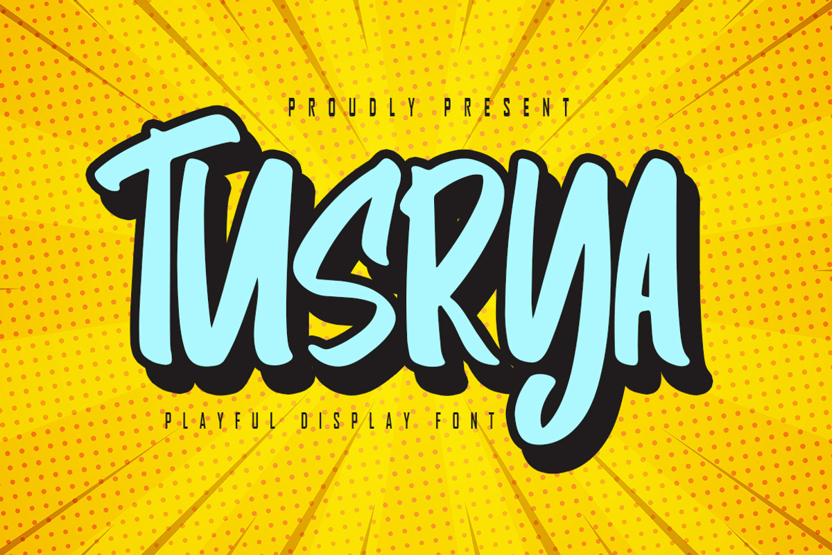 Tusrya - Playful Display Font, a Handwritten Font by skiiller studio (Photo 1 of 6)