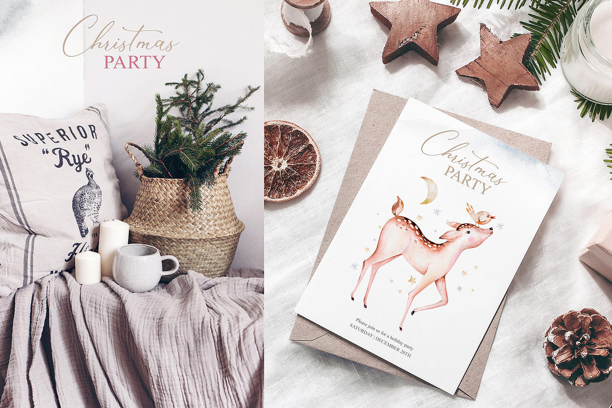 Christmas party. Watercolor set, an Animal Illustration by Peace ART (Photo 6 of 10)