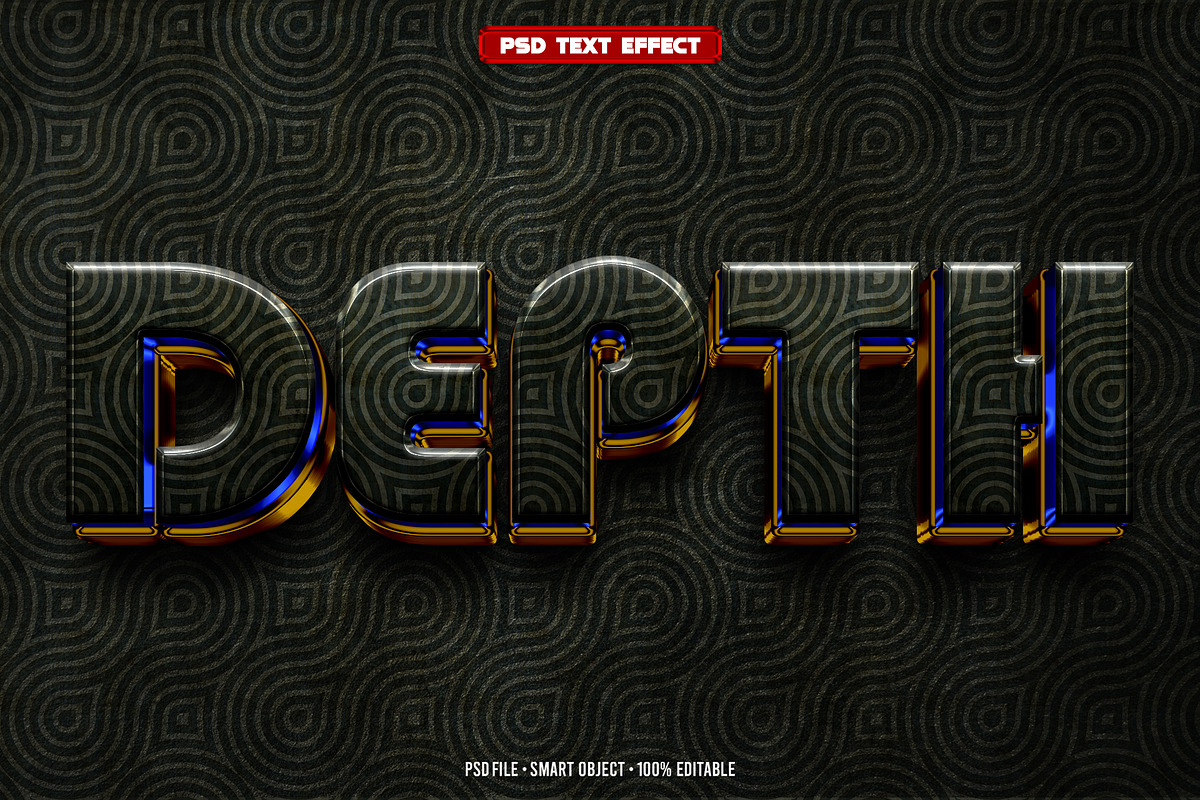 Depth 3D editable text effect, a Layer Style Add-On by Hello Muh (Photo 1 of 2)
