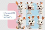 Set of Cartoon 3d Bunny Rabbit, an Animal Illustration by Ocean Digital Art (Thumbnail 1 of 3)