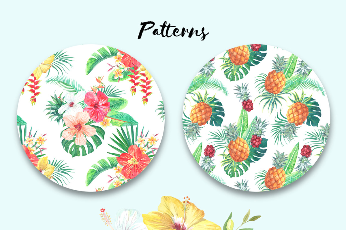 Bora-Bora flora.Watercolor clip art, an Illustration by Anyuka (Photo 4 of 6)