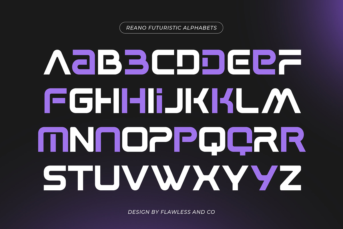 Reano - Futuristic Display Font, a Sans Serif Font by Flawless And Co (Photo 7 of 10)