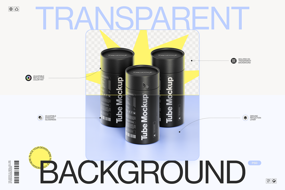 Paper Tube Package Mockup Set 2, a Cups & Container Mockup by Samolevsky (Photo 14 of 17)