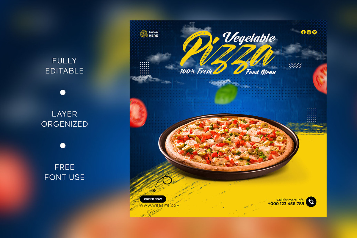 Food social media post template, a Social Media Template by Motaleb Hossain