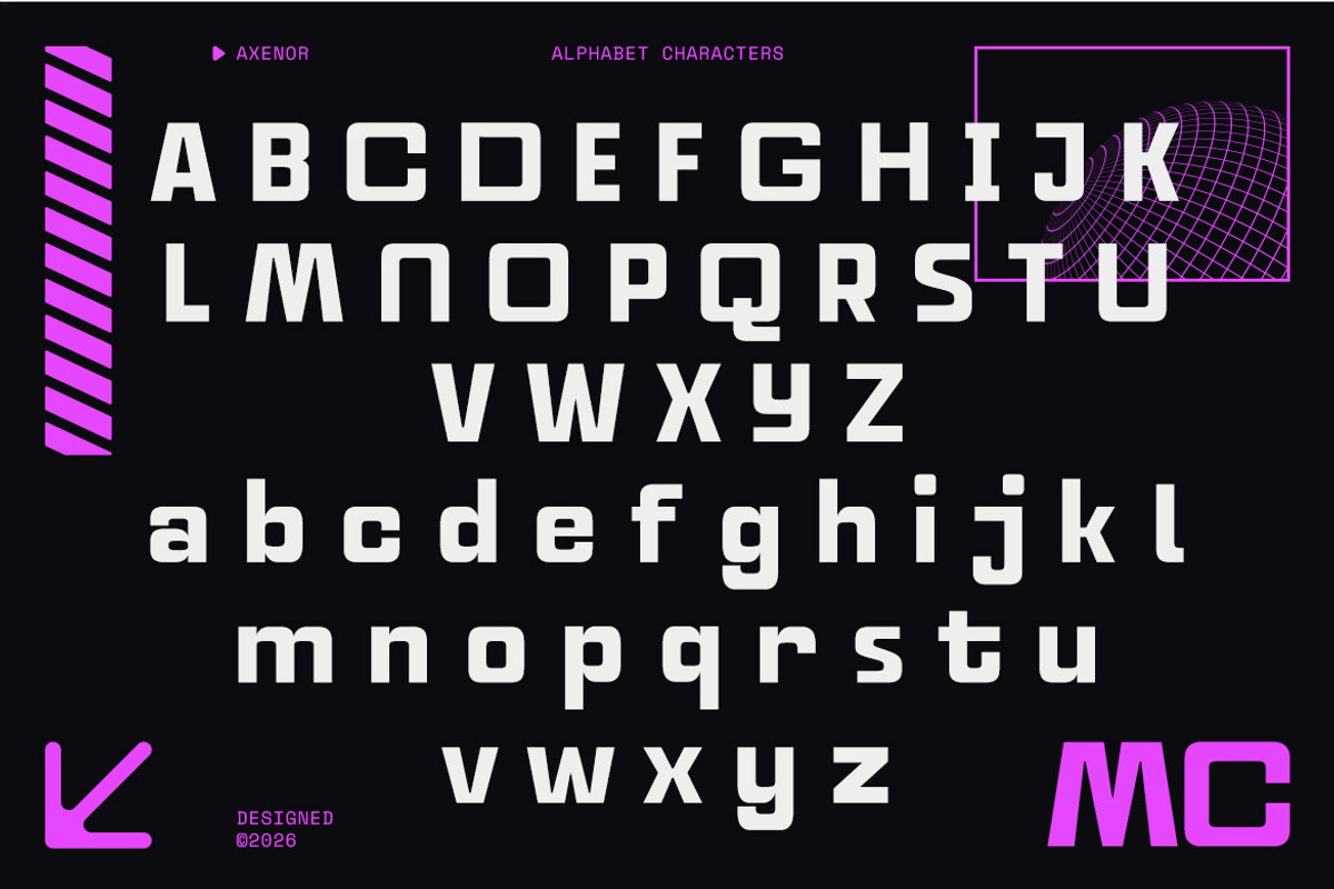 Axenor – Futuristic Cyberpunk Displa, a Sans Serif Font by kangfont Studio (Photo 5 of 11)